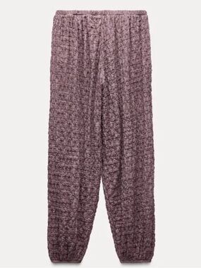 Zara Purple Textured  Balloon Pants
